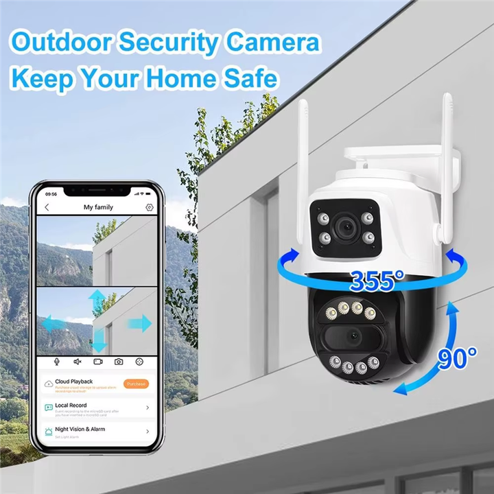 ICsee Outdoor OEM 6MP ICSee WiFi PTZ Cameras Dual Lens Wireless CCTV Camera Security Camera