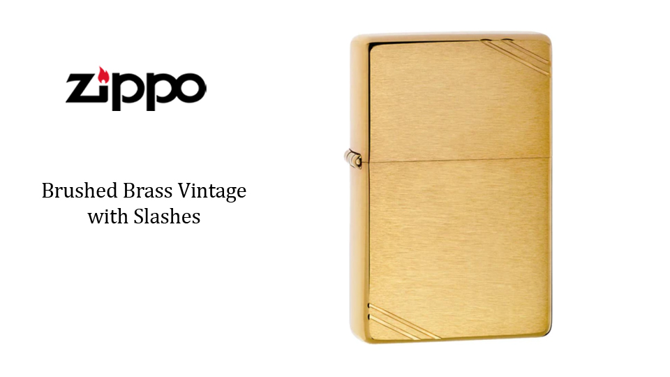 Brushed Brass Vintage with Slashes Zippo Lighter