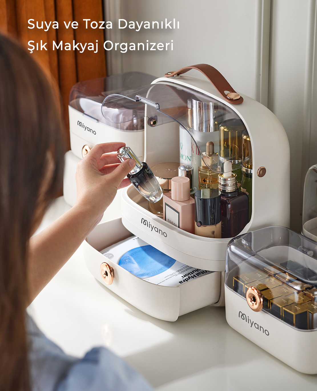 Miyano S50 Plus 5 in 1 Makyaj Organizer Seti (Beyaz)