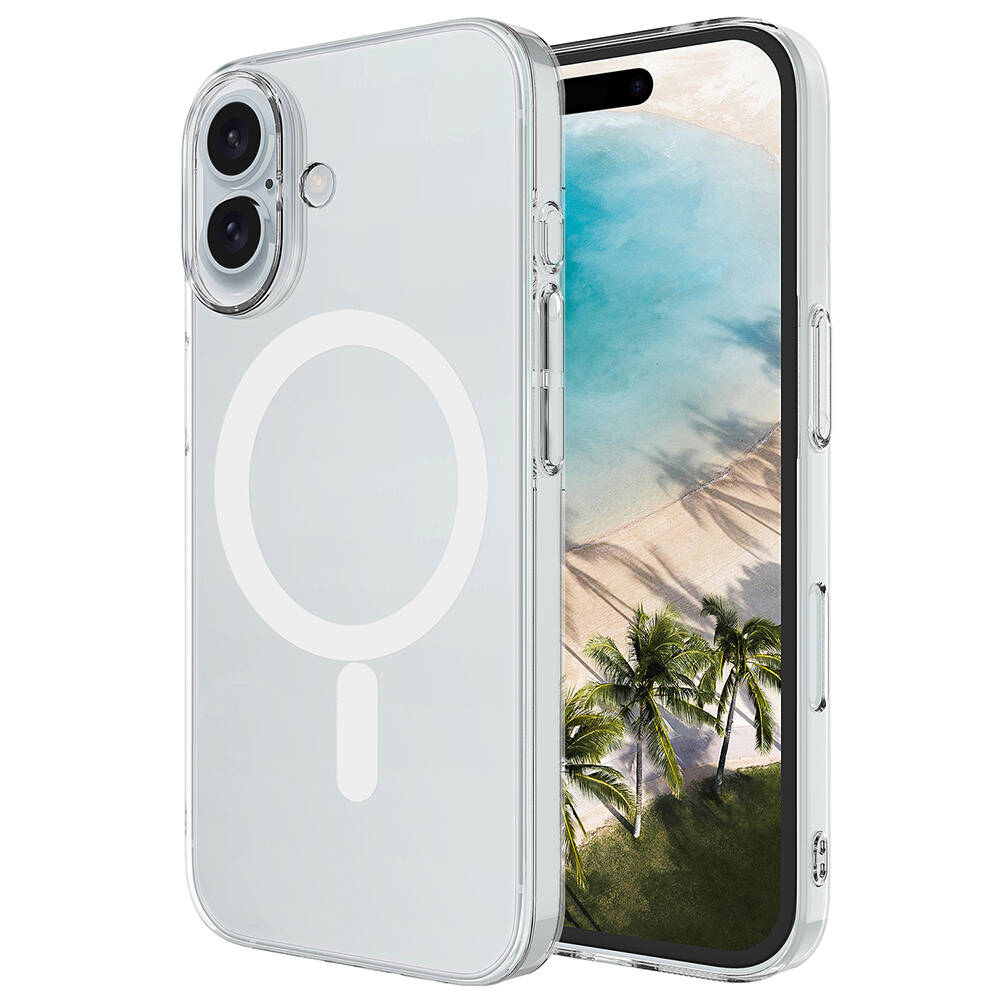 Apple iPhone 16 Kılıf Zore M-safe Şarj Özellikli Şeffaf Tek Kamera Çerçeveli Porto Kapak - 1
