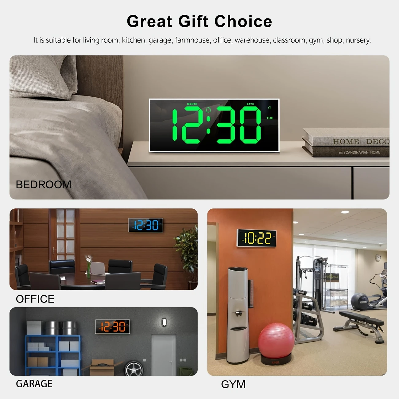 1pc smouing 12 dijital , büyük ile 13 rgb değişimi, led alarm ile uzaktan kumanda, gece lambası, odası odası , - , dikdörtgen, usb güçlü, 36v altı , müzik ses fonksiyonu, ev dekoru ayrıntılar 1