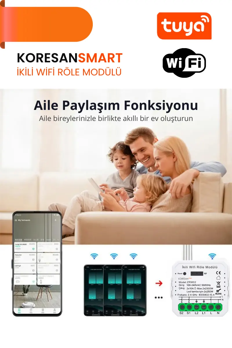 İkili Wifi Tuya Röle Modülü