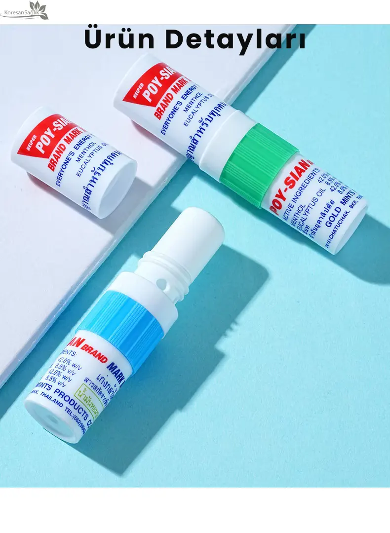 Poy-Sian Çift Uçlu Aromaterapi Inhaler – Nane & Mentol Koku Yağı