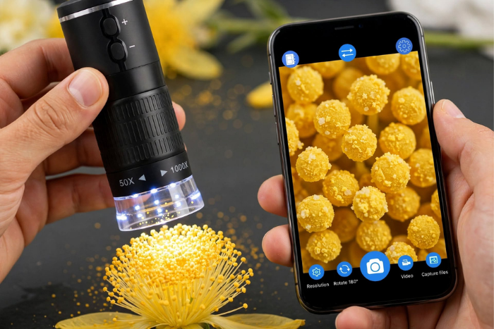 SmartScope ile çiçek polenlerinin incelenmesi