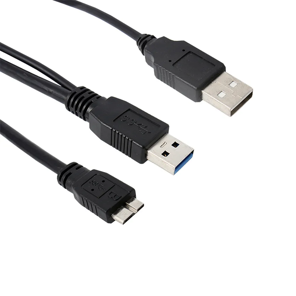 1pc Dual A to Micro B USB 3.0 Y Cable Move Hard Disk Cable (2)