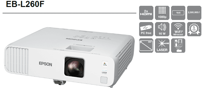 Epson EB-L260F 4600 Ansı Lümen 1920X1200 Wuxga Kablosuz Fiyatı