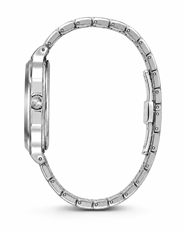 Majestic Silver Gold Black saatin yandan kasa ve kordon görünümü
