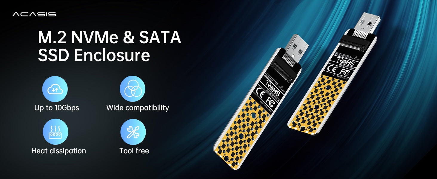 M Key ve B+M Key için ACASIS NVME/SATA M.2 - USB 3.1 Gen 2 SSD Okuyucu