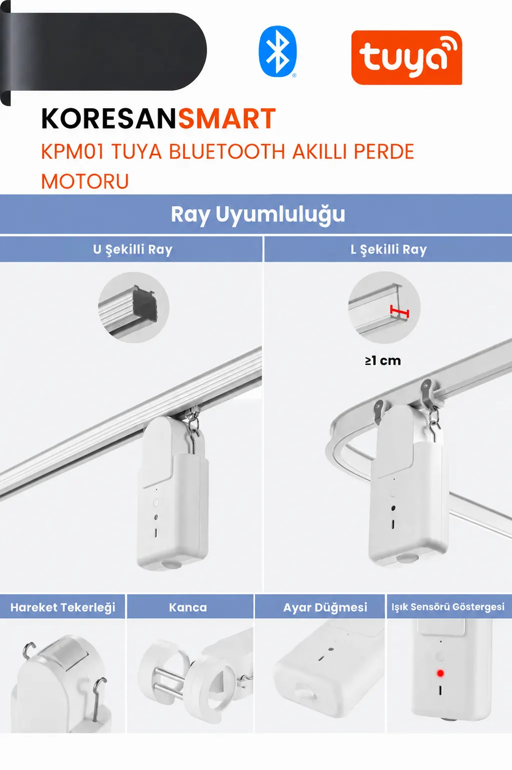 KPM01 Tuya Bluetooth Akıllı Perde Motoru akıllı perde kontrol özellikleri