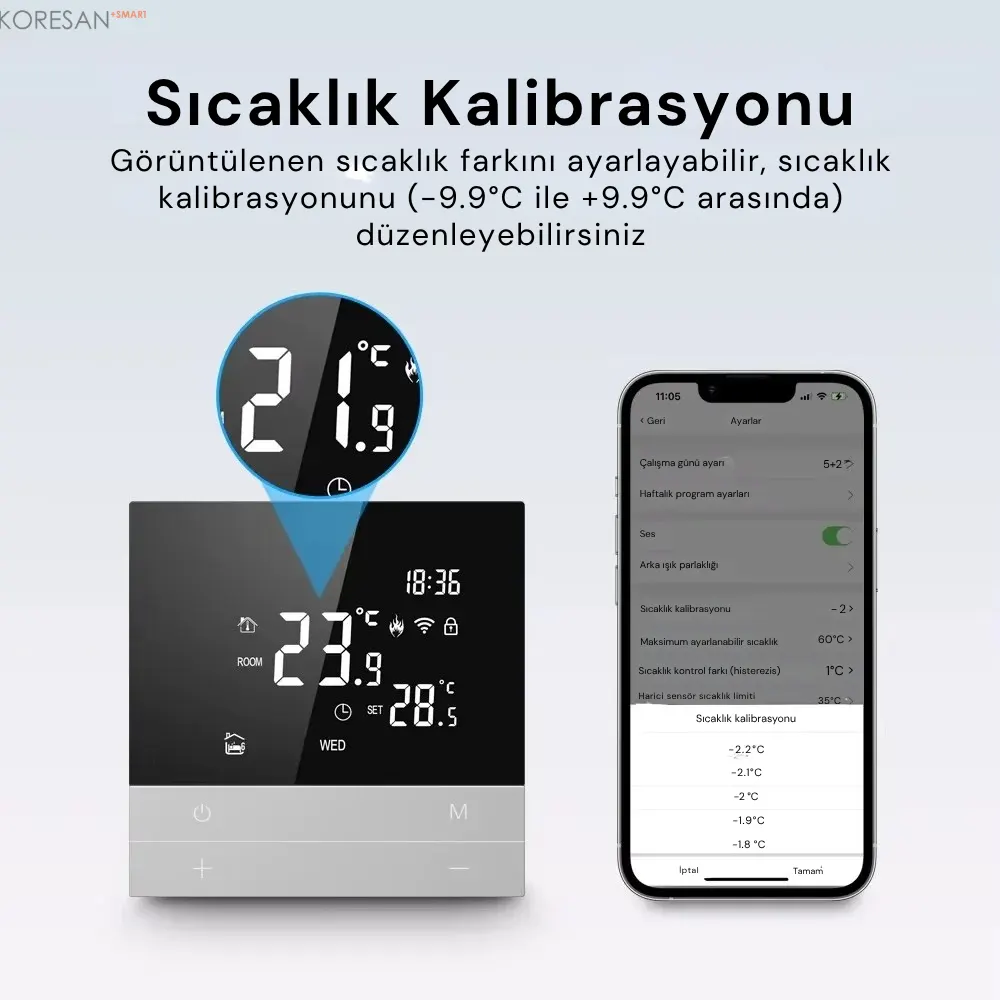 WiFi Akıllı Oda Termostatı Dokunmatik Ekranlı T100