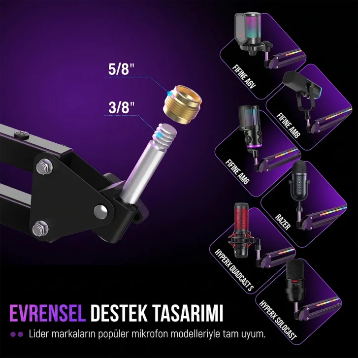 Fifine BM38 Evrensel 3/8 ve 5/8 Vida Uyumu