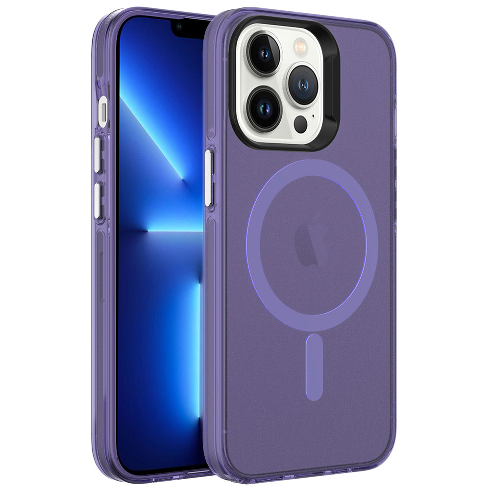 Apple iPhone 13 Pro Max Kılıf Zore M-safe Şarj Özellikli Buzlu Transparan C-Pro Sert Kapak - 3