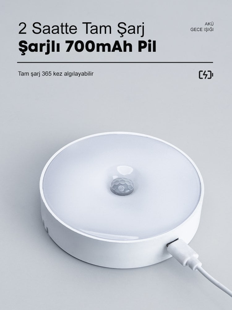 Powermaster MX-W002 Kızılötesi Hareket Sensörlü USB Şarjlı Beyaz İndiksiyon Gece Lambası İçerik