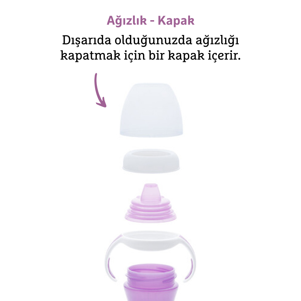 Munchkin Duyarlı Geçiş Bardağı | 9 Ay+ Bebekler İçin | 296 ml | Sızdırmaz &amp; Kolay Tutulan Tasarım | Mor görsel