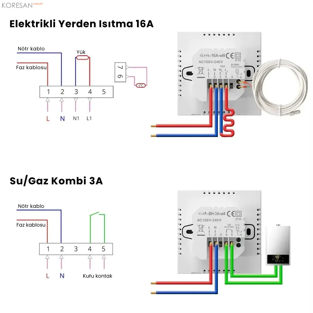 WiFi Akıllı Oda Termostatı Dokunmatik Ekranlı T100