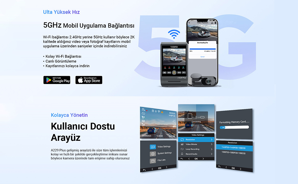 Wifi,Viofo,A229plus, Araçkamerası, Araç,Uygulama