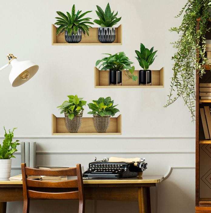 Raflı Bitki Tasarımlı Yapışkanlı Sticker - Uygulama Örneği