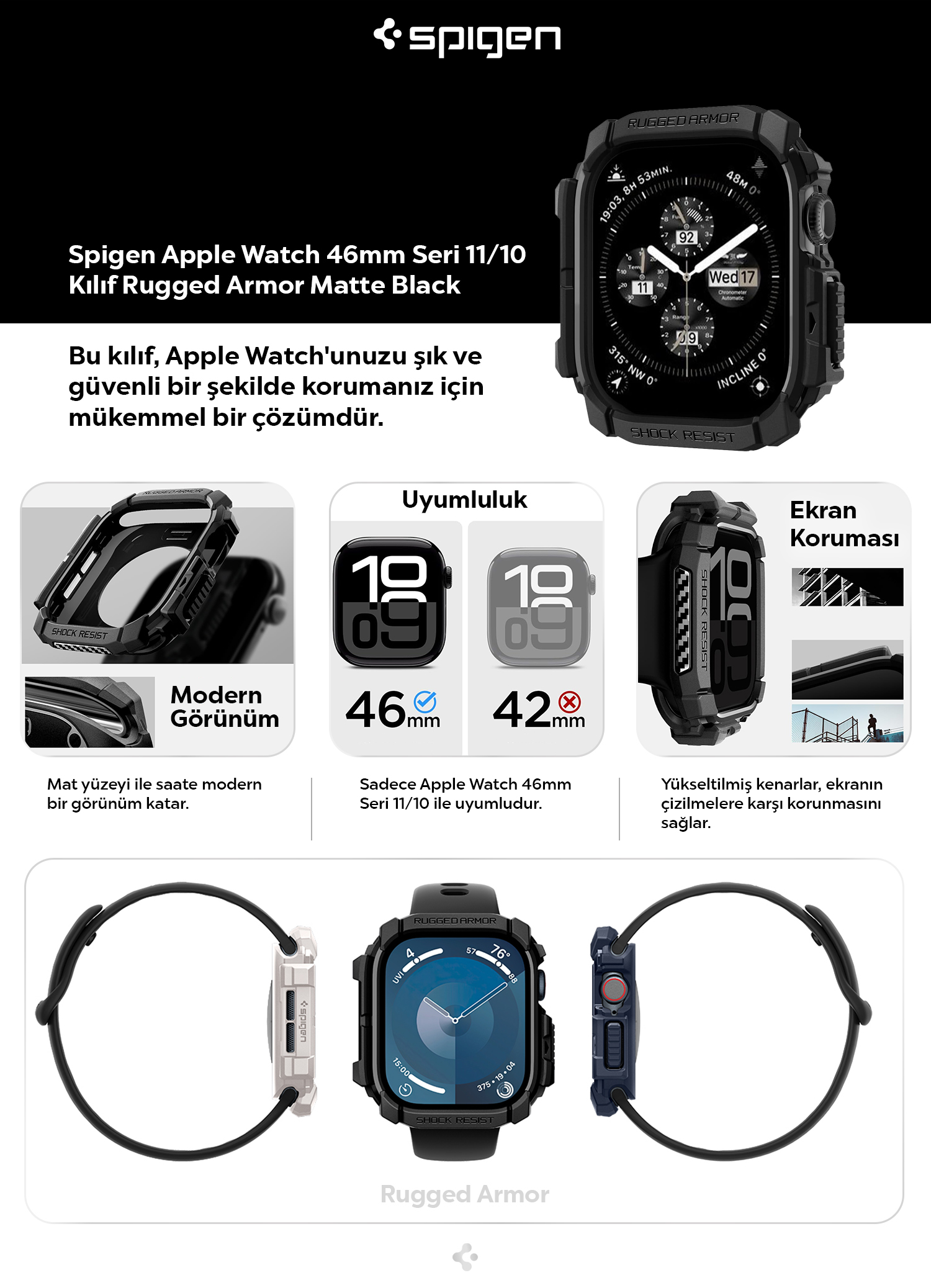 Spigen Apple Watch 46MM Seri 10 Kılıf