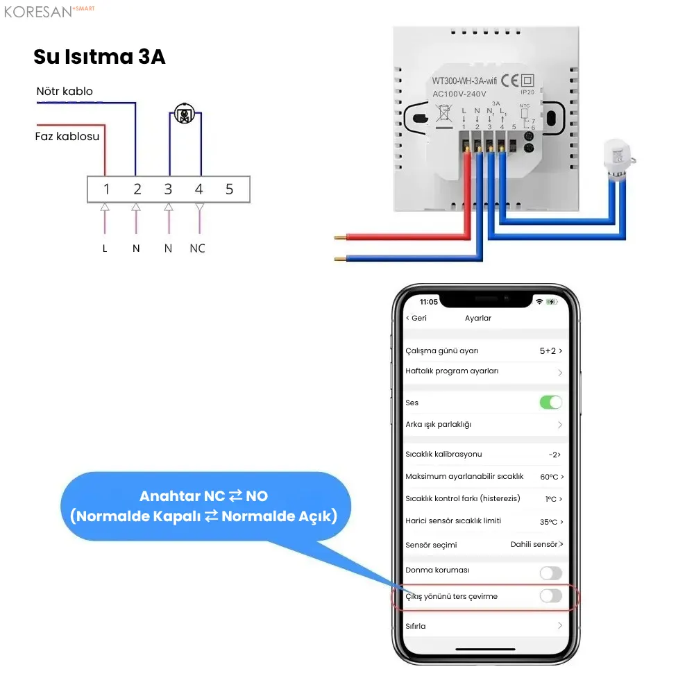 WiFi Akıllı Oda Termostatı Dokunmatik Ekranlı T100