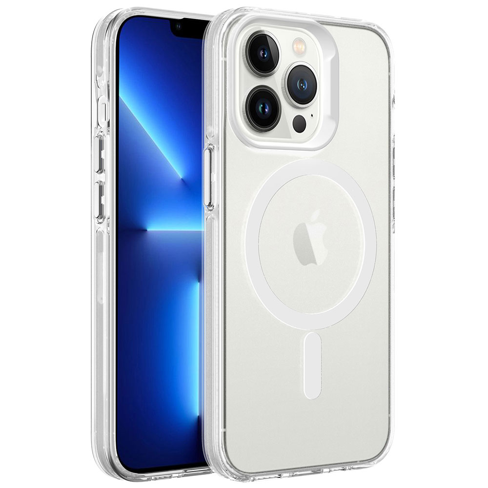 Apple iPhone 13 Pro Max Kılıf Zore M-safe Şarj Özellikli Buzlu Transparan C-Pro Sert Kapak - 5