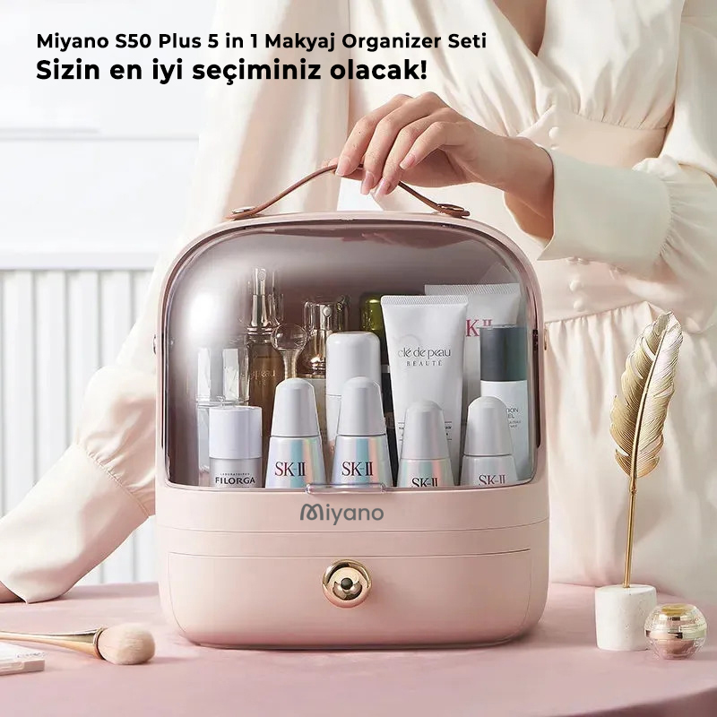 Miyano S50 Plus 5 in 1 Makyaj Organizer Seti (Pembe)
