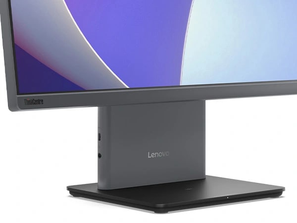 Lenovo ThinkCentre Neo 50a Gen 5 24 inç Intel monitör -- yakın çekim ön sol açılı görünüm, yarım ekran görüntüsü