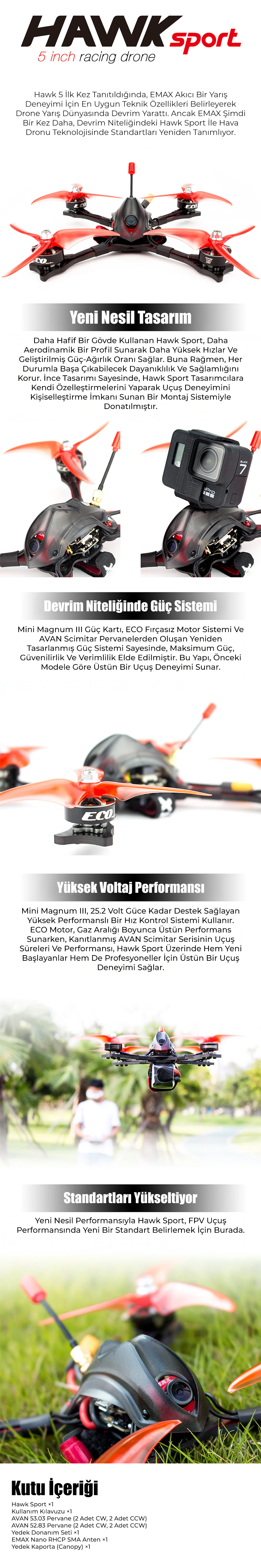 Emax Hawk Sport 5 Inch PNP Racing Drone (2400KV)