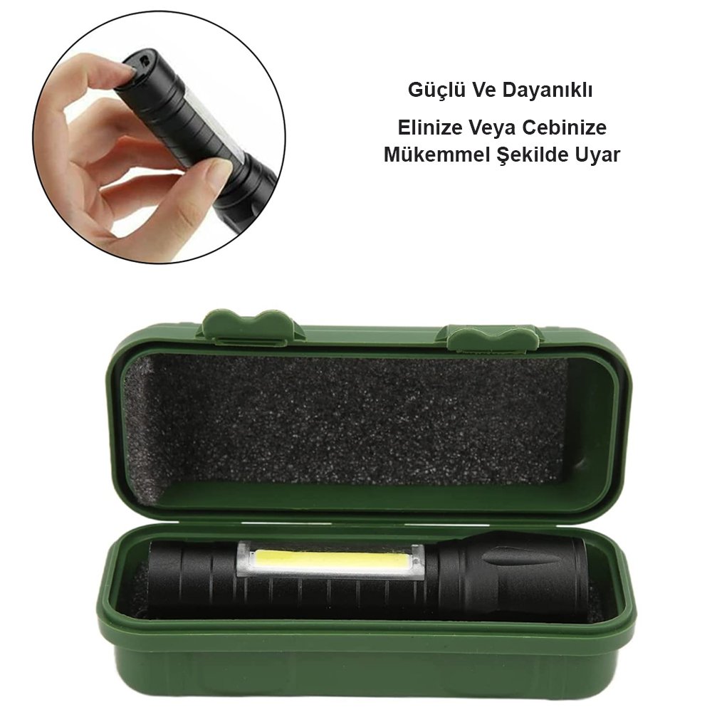 Powermaster PM-4525 Metal Flashlight Ledli Şarjlı El Feneri