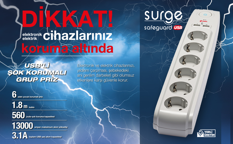 Şok Koruma-Akım Koruma-Surge Priz