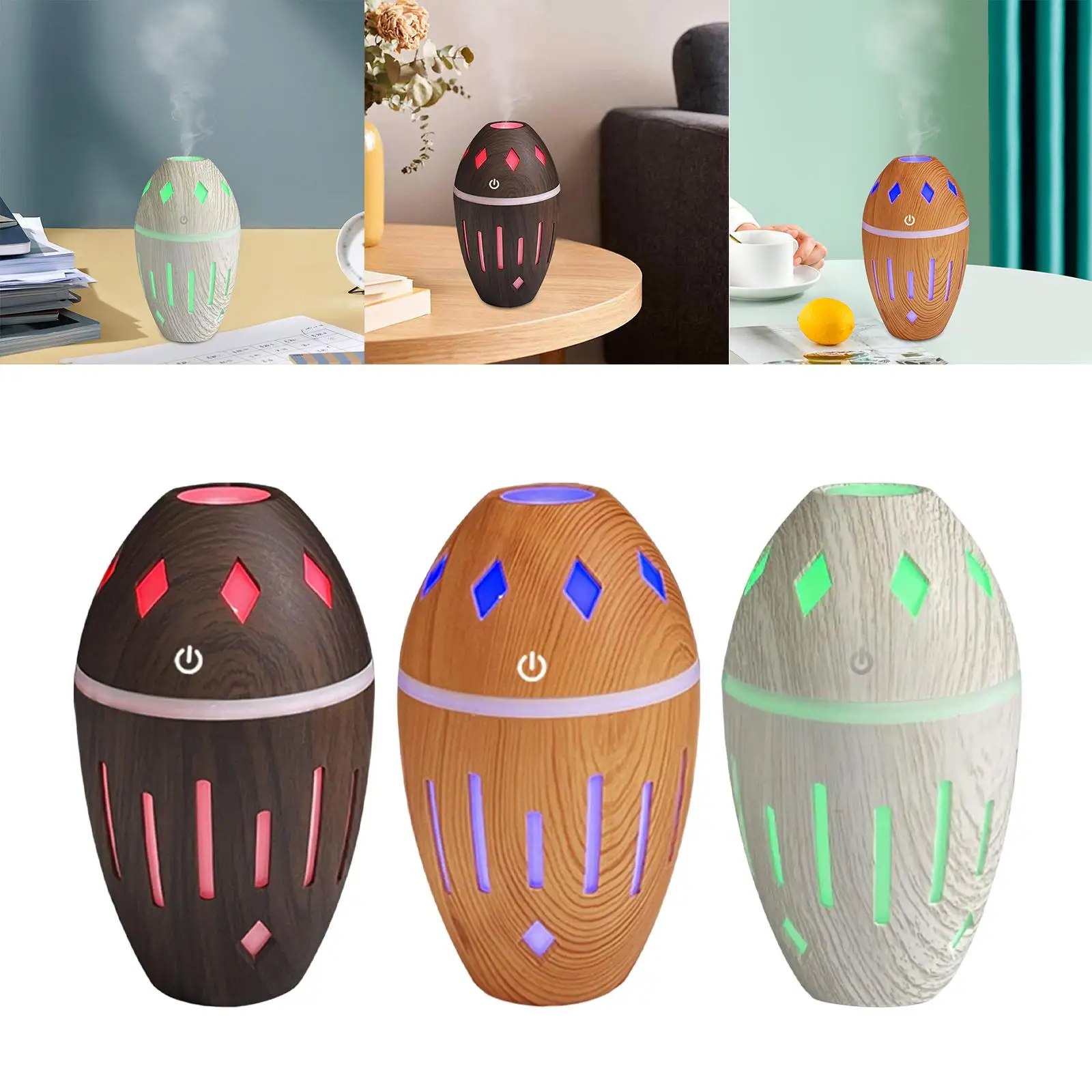 Cool Mist Humidifier, Silent Portable Wood Grain Air Humidifier for Tabletop Nursery Living Room