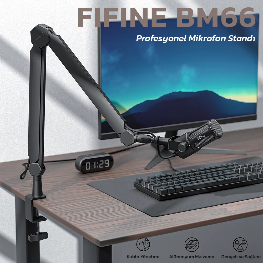 Fifine BM66 profesyonel premium masaüstü mikrofon standı