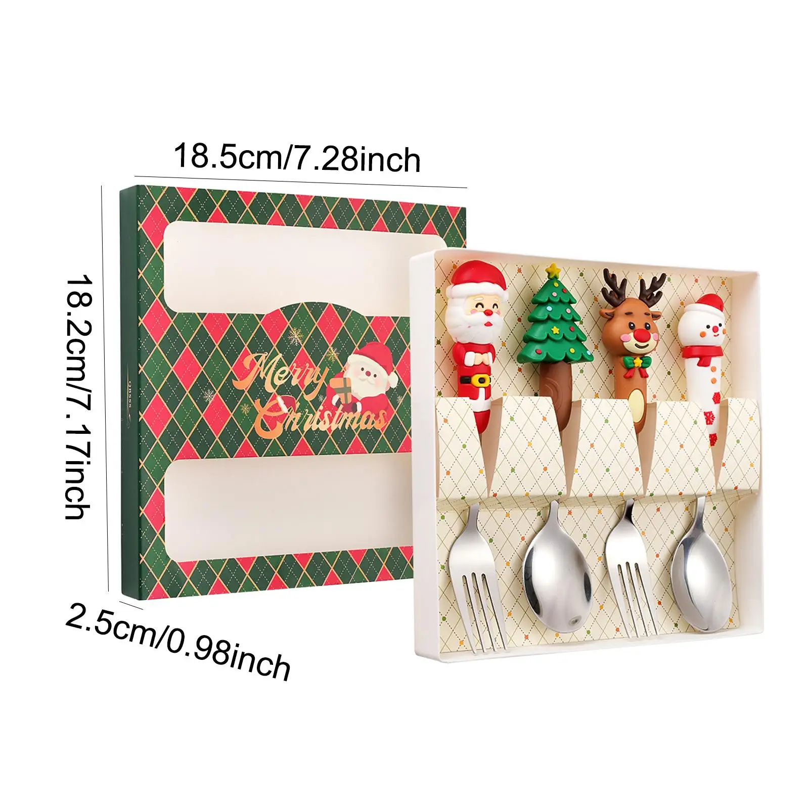 4 Adet Noel Kaşık Çatal Seti Noel Partisi Hediyeleri Tatlı Kaşıkları Meze İçin