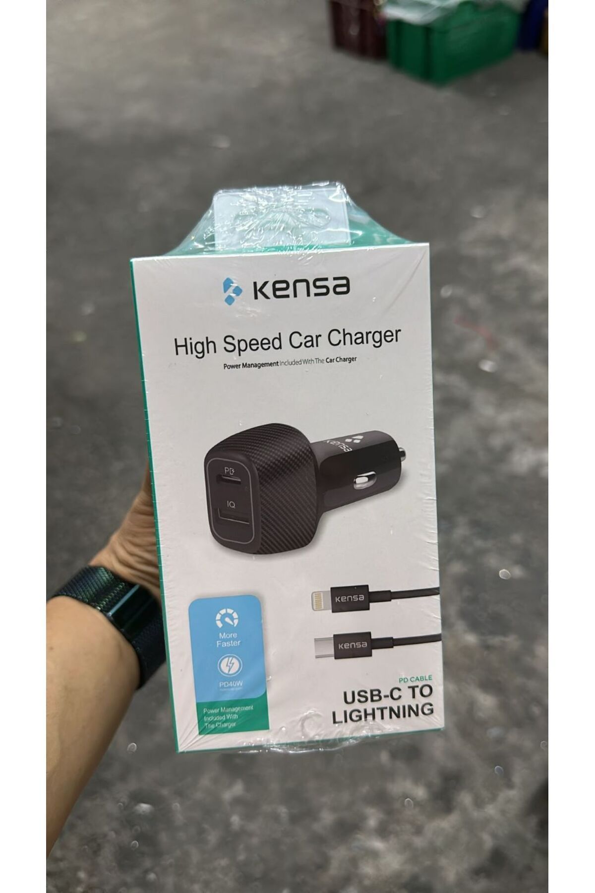 Kensa iPhone iOS Uyumlu ARAÇ ÇAKMAKLIK ŞARJ GİRİŞ 12-24V DC ÇIKIŞ 40W ADAPTÖR USB KABLOLU KABLO VE ADAPTÖR
