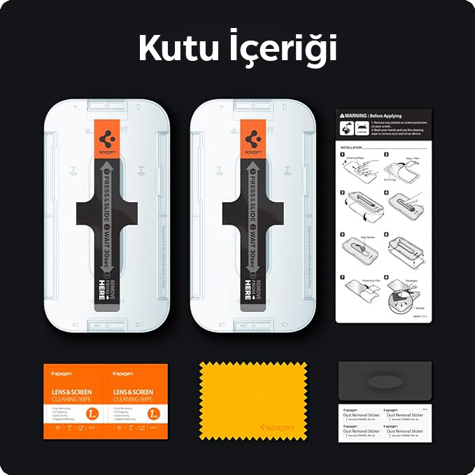 Spigen Ekran Koruyucu Kutu İçeriği