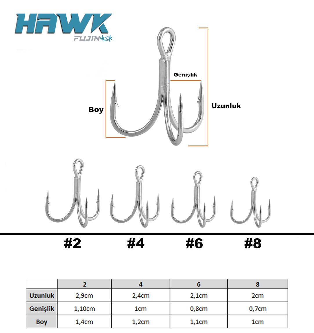 Fujin Hawk Super Anti Rust Üçlü İğne #6 (6 Adet)