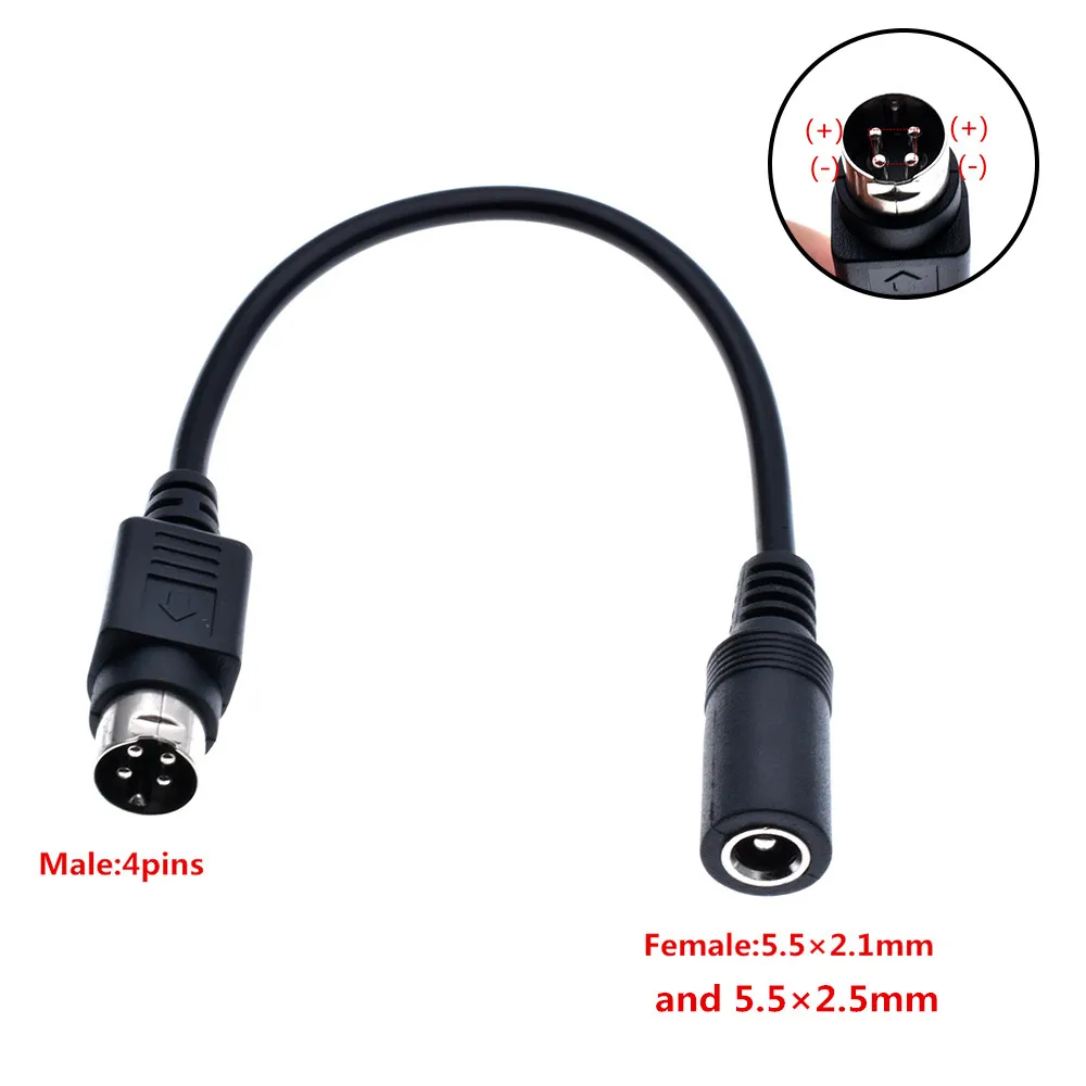 Female 5.5*2.5mm to male 4-Pin Cable Lead For SATO TG-5011-19V-ES Just a 4-Pin cable For TV LCD VCR power supply