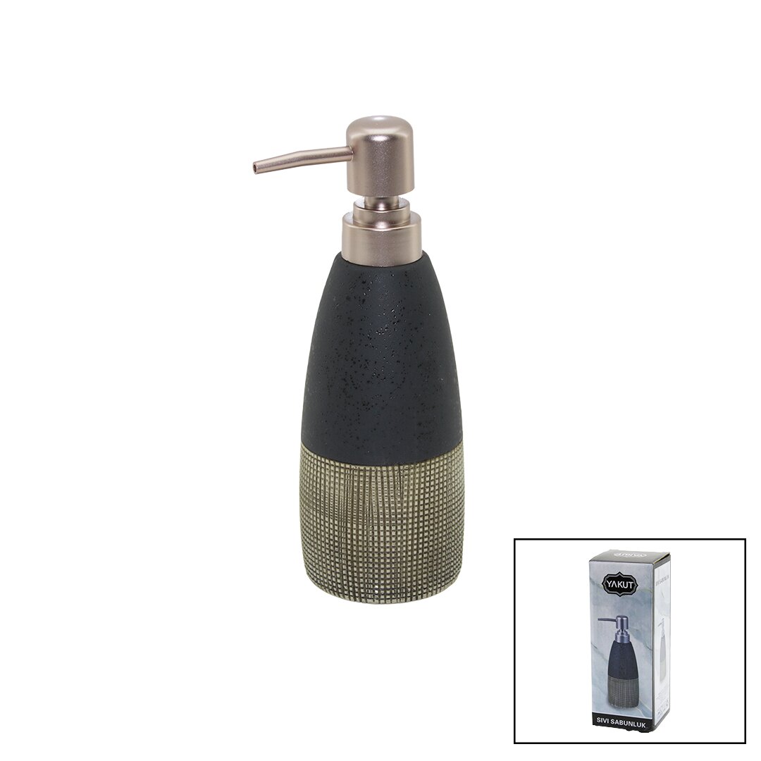 ANKAVERSE Antrasit Gri - Krem Mat Desen Seramik Sıvı Sabunluk