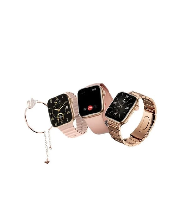 Serreha SÜPER HEDİYE BAYAN SAATİ G9 Mini Gold Yetişkin 41MM Kadın Akıllı Saat 3 KORDON-BİLEKLİK 