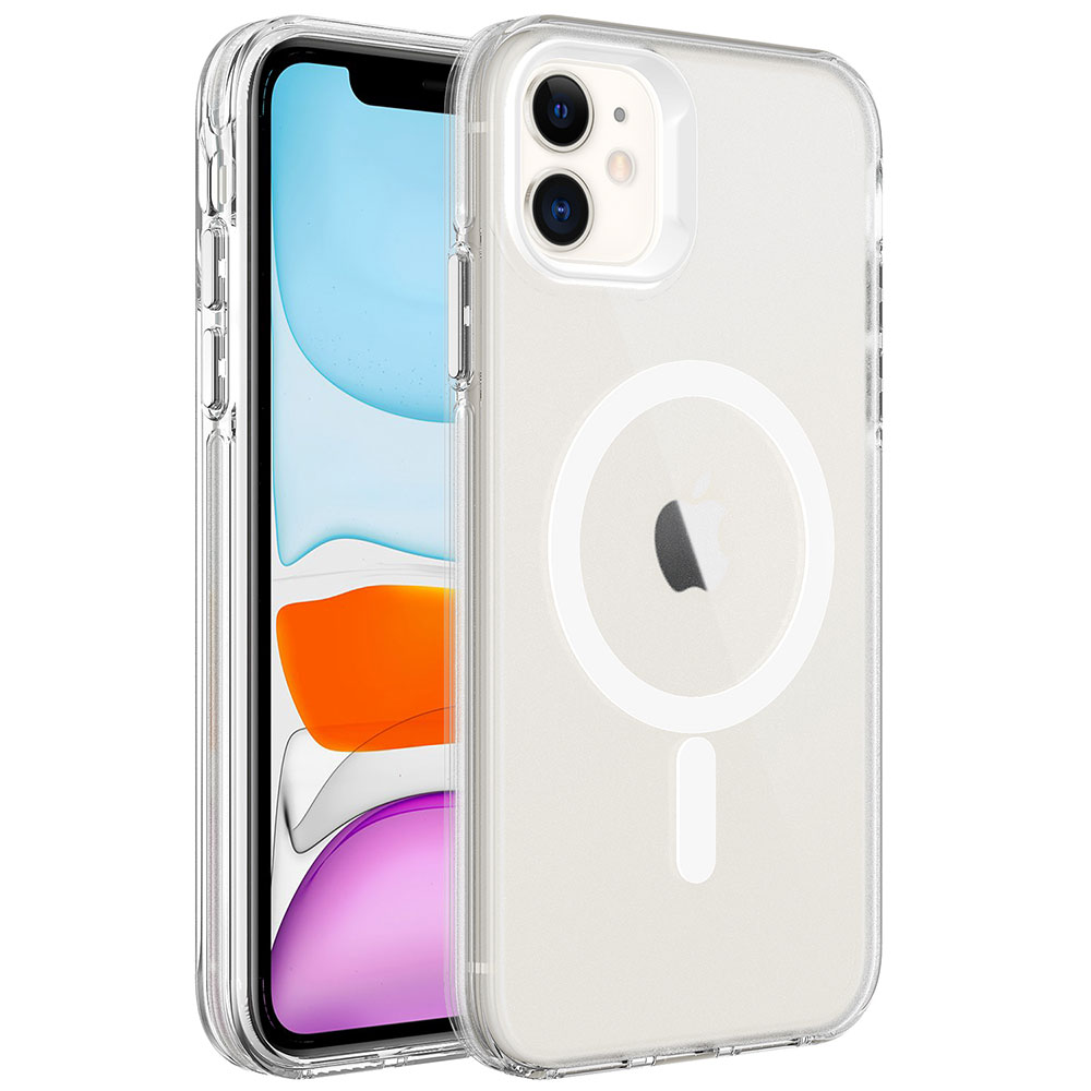 Apple iPhone 11 Kılıf Zore M-safe Şarj Özellikli Buzlu Transparan C-Pro Sert Kapak - 9