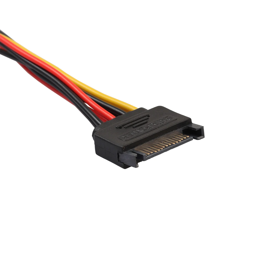 2 Pieces 15-Pin Serial SATA Male to 15-pin Female and 4-pin LP4 Female Reverse Power Adapter Cable For IDE Hard Drive
