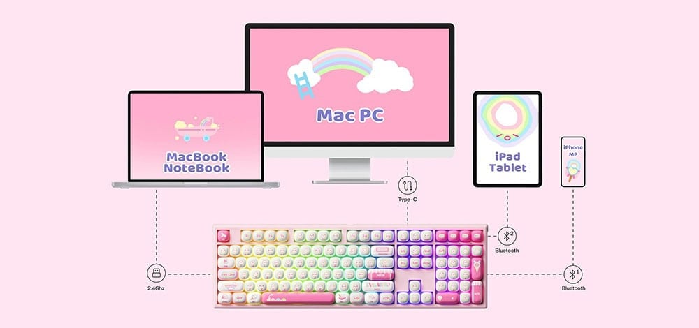 Akko Monsgeek Mg108b Rainbow Marshmallows Gaming Klavye H4