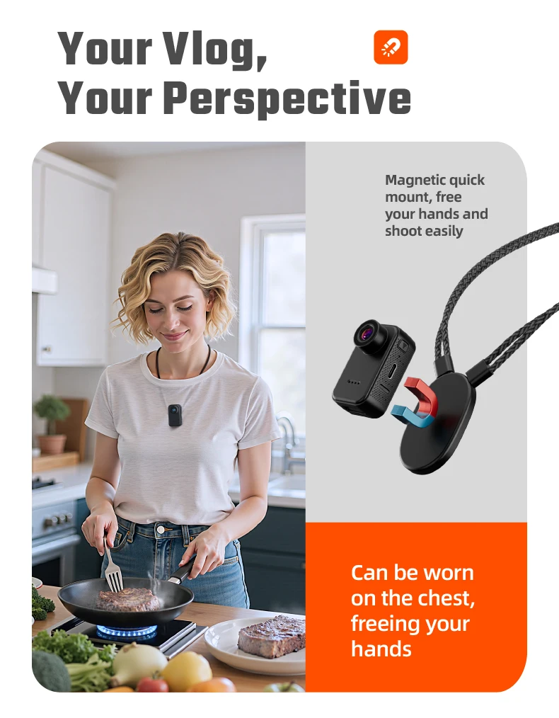 Spor Kaydı, Çekim, Aksiyon Kamerası, Evcil Hayvan Mini Kamerası, Cep Mini Vücut Kamerası, Vlog Kamerası için Taşınabilir 1080P Başparmak Kamerası