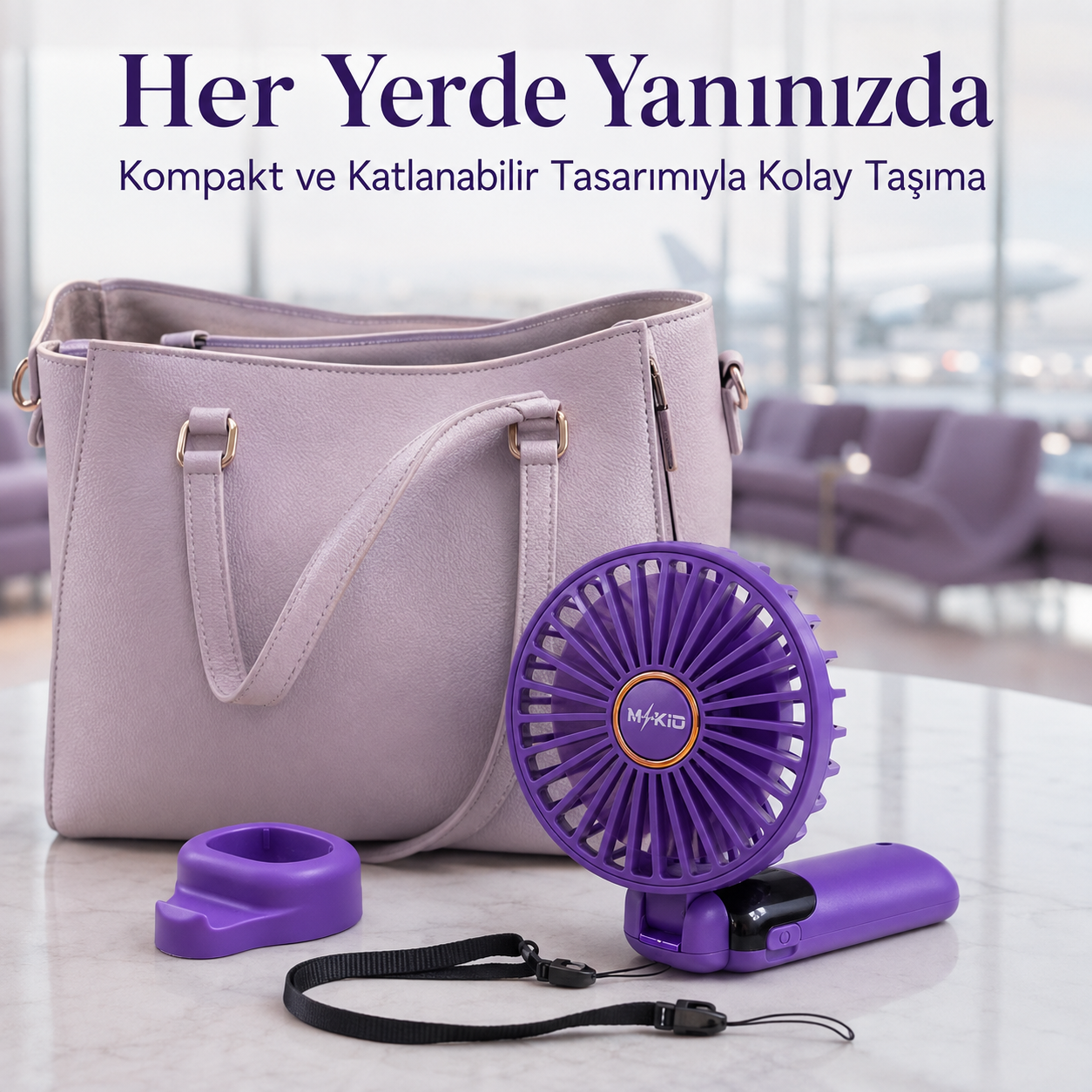 MKİO kompakt katlanabilir fan çanta ve seyahat kullanımı