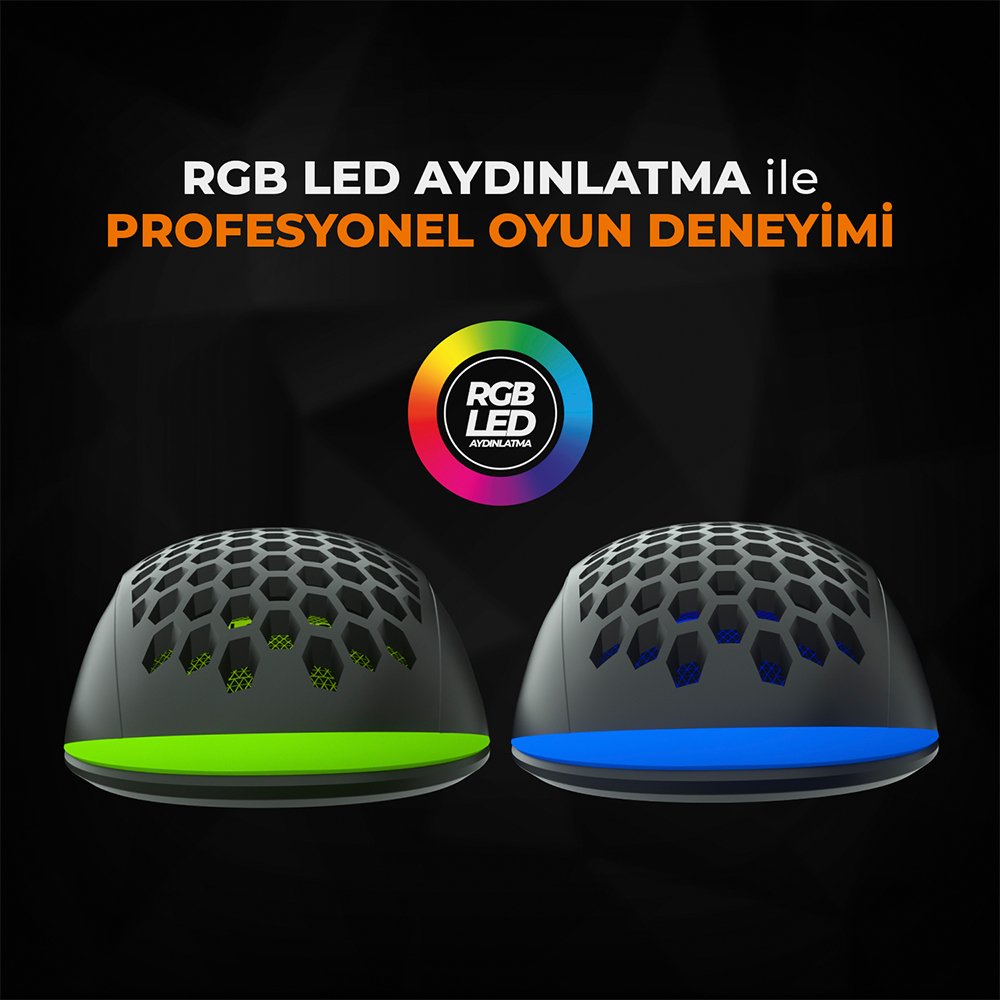 Lenovo Lecoo MS107 3200 DPI 7 Tuşlu Kablolu RGB Led Aydınlatmalı Gaming Oyuncu Mouse