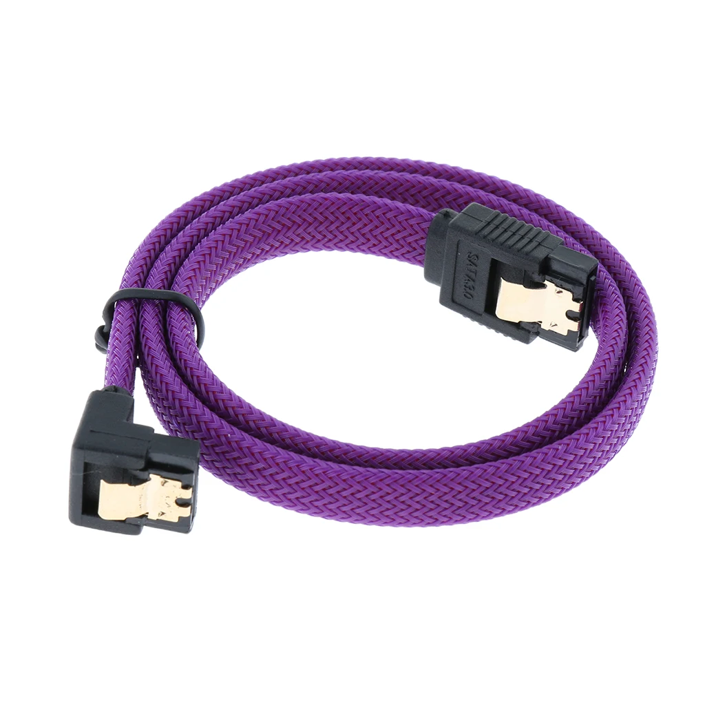 7Pin SATA 3.0 Data Drive Cable with Locking Latch 500mm Straight to Right Angle Hard Drive Cord Lead