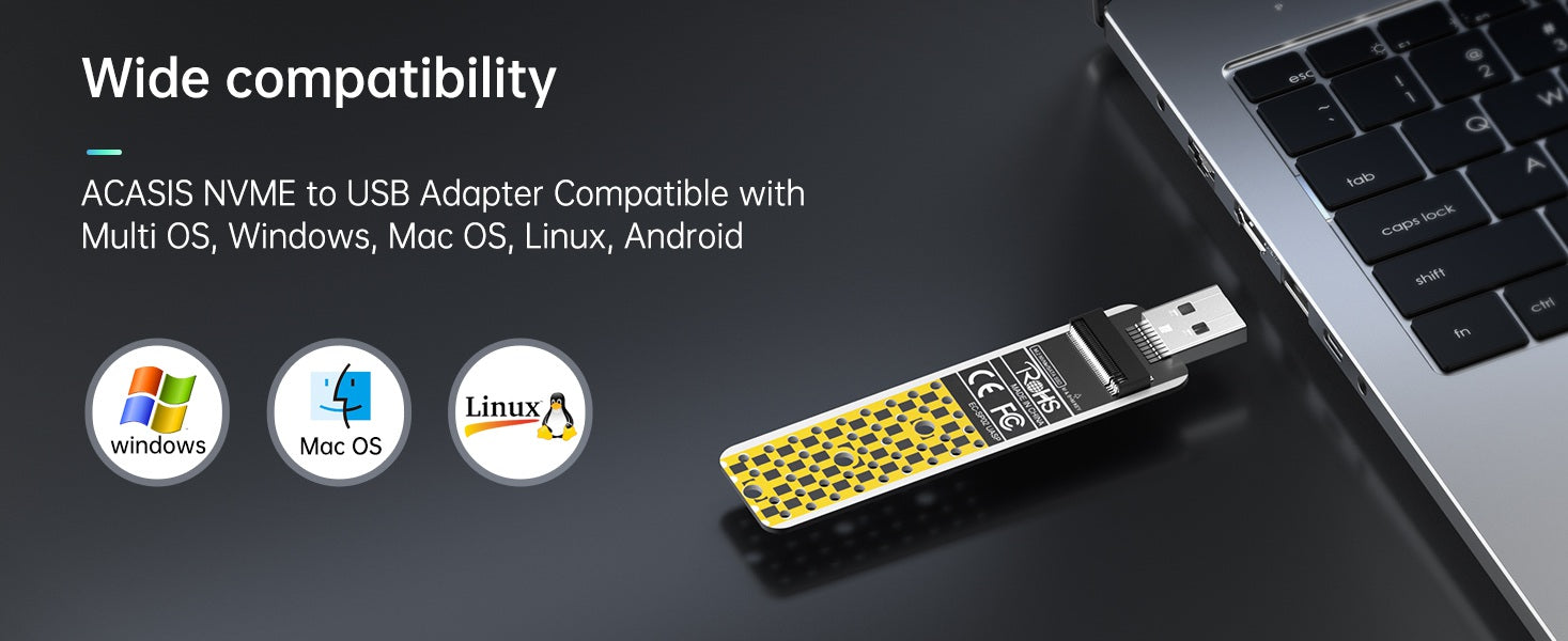 M Key ve B+M Key için ACASIS NVME/SATA M.2 - USB 3.1 Gen 2 SSD Okuyucu