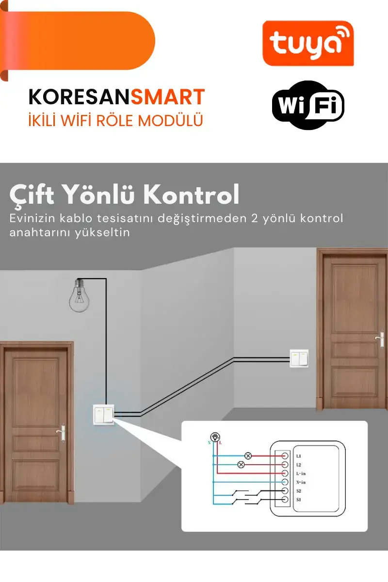 İkili Wifi Tuya Röle Modülü