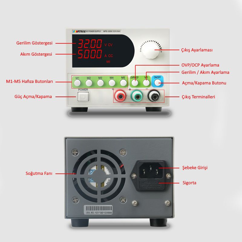 MPS-6205 Ayarlı DC Güç Kaynağı (62V-5A) (Tek Kanal)