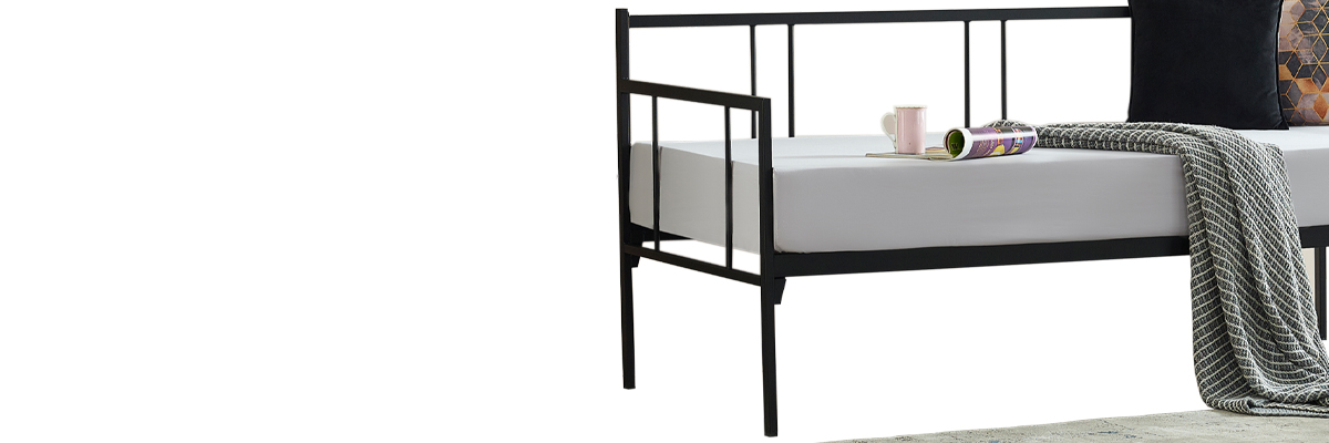 Forte Daybed Tek Kişilik Siyah Sedir Metal Karyola