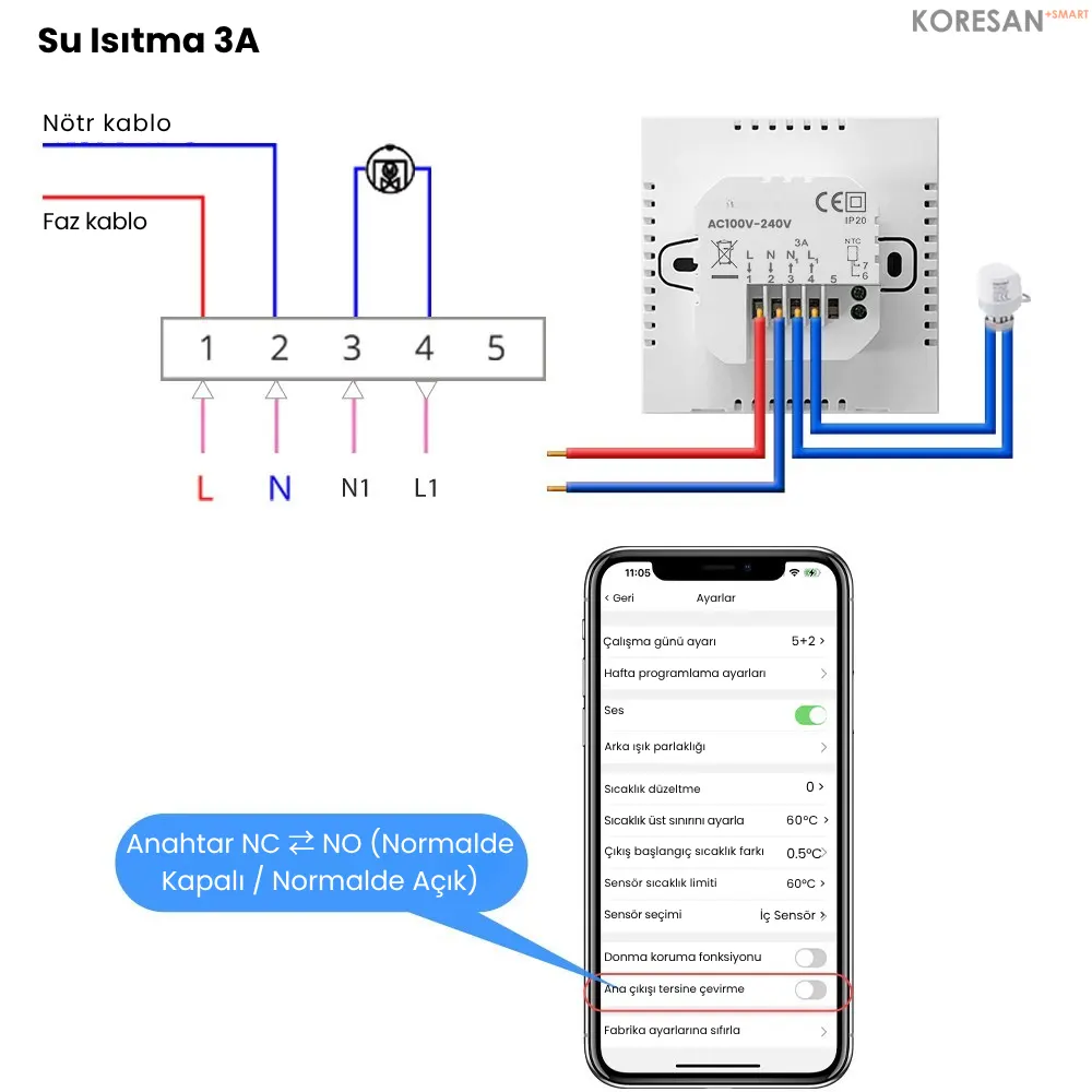WiFi Akıllı Kombi Termostatı – Dokunmatik Oda Sıcaklık Kontrolü